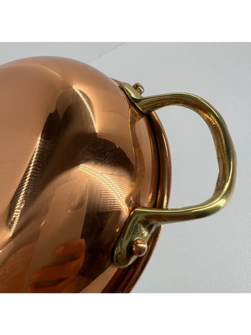 Copral Vintage Copper Oval Gratin Pan Brass Handles Tin Lined Fish Skillet 10